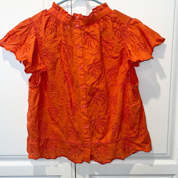 Anthro Jennifer & Grace Orange Eyelet Blouse
Cotton Boho Romantic Top L - Picture 4 of 9